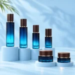 Blue Gradient Glass Bottles and Octagonal Cream Jars – Size Lineup