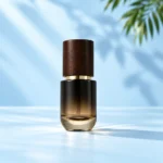 Smoky Black Gradient Glass Bottle with Wood Cap – Compact Profile