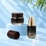 Smoky Black Gradient Glass Spray Bottle and Cream Jar – Set