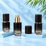 Smoky Black Gradient Glass Spray Bottles with Wood Caps – Lineup