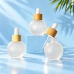 Spherical Frosted Glass Dropper Bottles – Angled Glass Pipette Detail